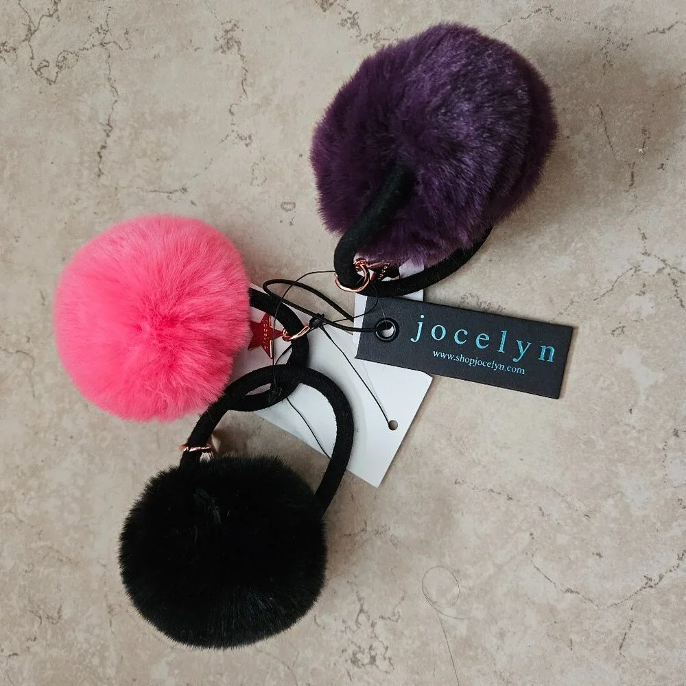 RARE SET 3 JOCELYN FAUX FUR PONYTAIL HOLDER HAIR TIE WRAP BAND ACCESSORY